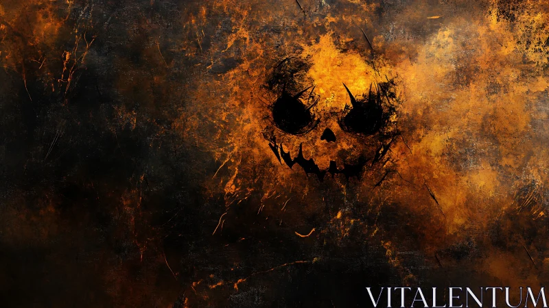 Burnt Ember Jack O&rsquo;Lantern Grin in Smoky Nightfall Storm.