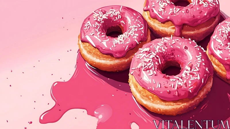 Bright pink frosted donuts inviting a joyful sweet break.
