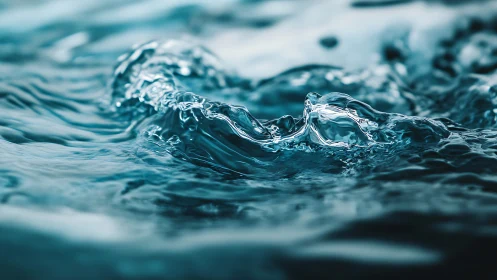 Close-up macro detail of blue water surface in motion.
