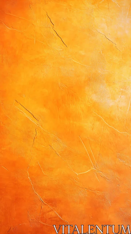 Orange textured plaster wall surface shows fine linear cracks