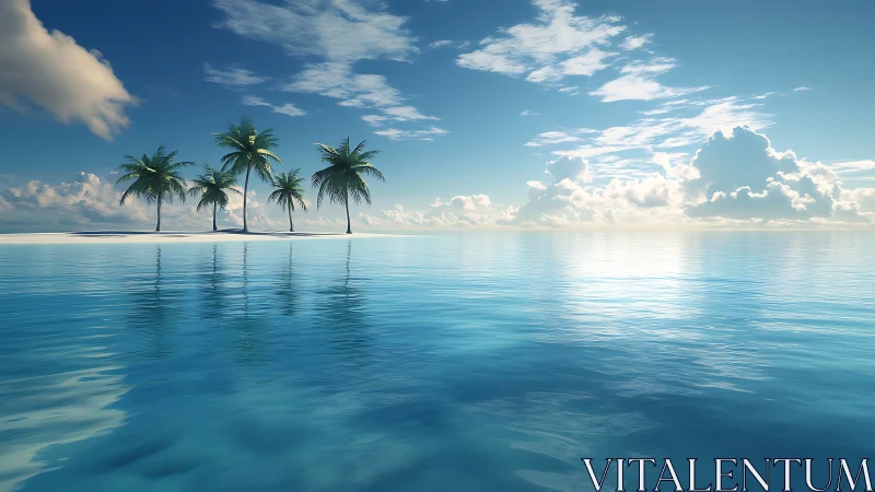 Tropical Island Paradise With Palm Trees and Calm Waters.