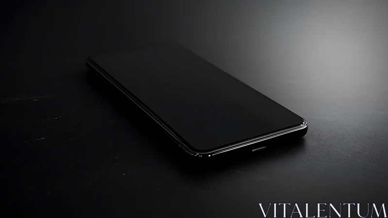 Sleek Black Smartphone on Dark Surface. Minimalist Tech.
