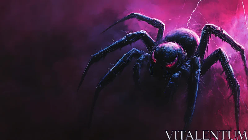 Neon Void Spider Stalks Through Electric Magenta Fog.