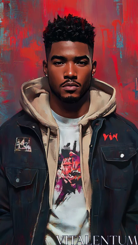 Urban portrait of young man rendered in stylized digital paint