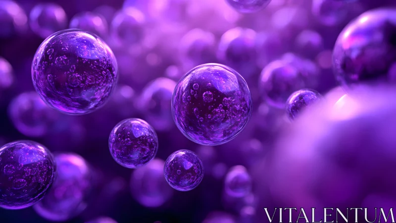 Floating Purple Bubbles in Abstract Digital Art Style.