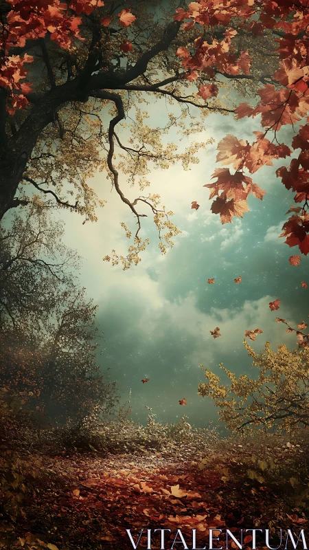 Autumn Whispers Dance Through Turquoise Reverie Above
