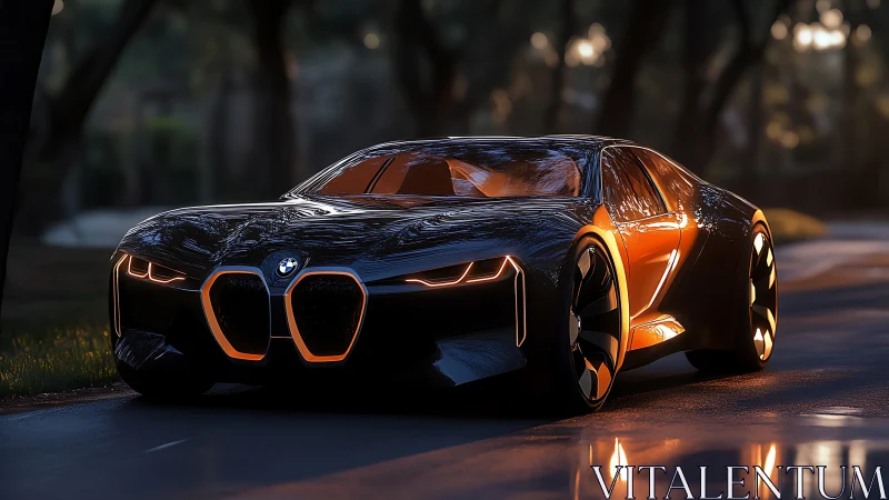 Low-slung BMW concept coupe with neon-edge contour illumination.