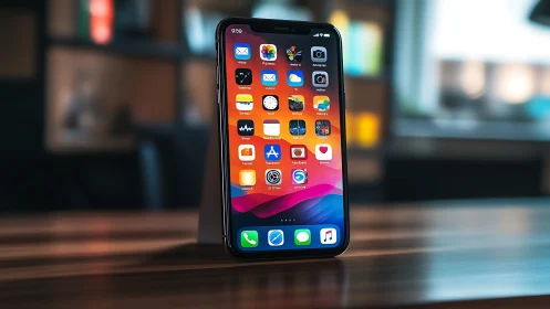 Contemporary iOS Interface Display: Mobile Device Home Screen Aesthetic.