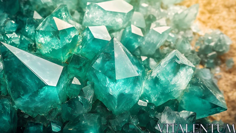 Turquoise crystal cluster displays sharp geometric facets