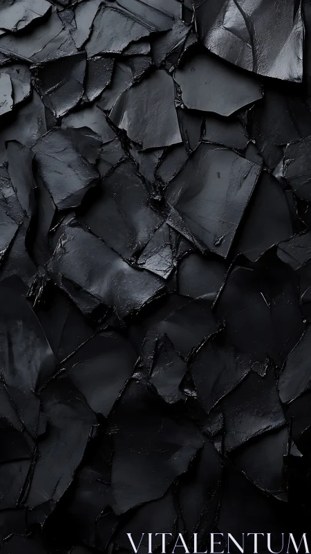 Layered black slate abstraction with fractured gloss planes.
