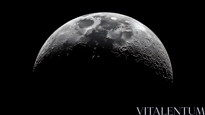 Crescent moon close-up with sharp cratered surface detail.