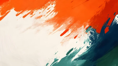 Bold Abstract Brush Strokes in Orange, White, and Green Style.
