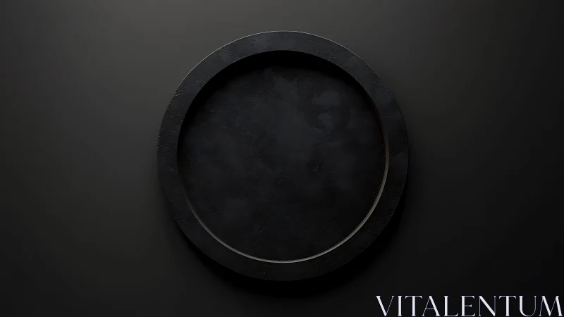 Matte black circular plate on dark minimal background.