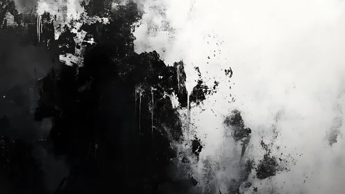 Monochrome abstract surface divides dense black and diffuse white