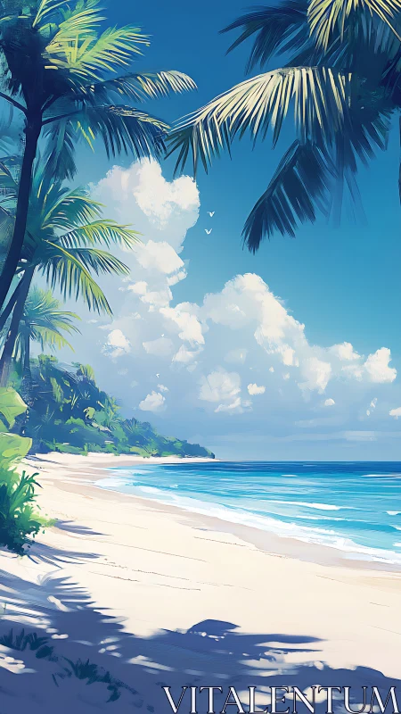 Tropical Beach Paradise: Golden Sand Meets Azure Waters.