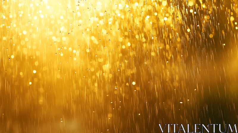 Golden rain of sparkling light falls in a shimmering veil