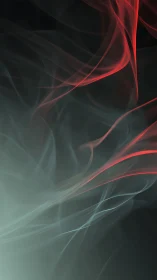 Scarlet light trails stream through misty teal haze.