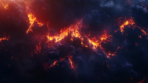 Cosmic Inferno Engulfing Planetary Terrain.