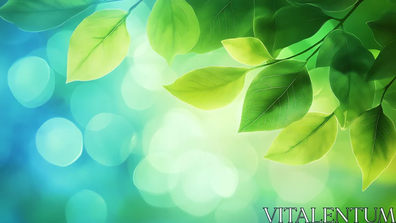 Sunlit leaves drift like quiet thoughts through turquoise air