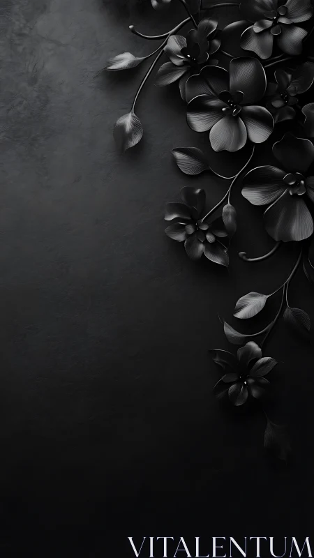 Black and white floral study with orchid blooms.