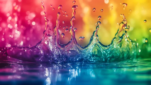 Chromatic splash coronas dancing across liquid rainbow skies.