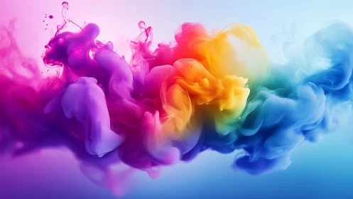 Multicolor volumetric ink clouds in gradient chromatic vapor field