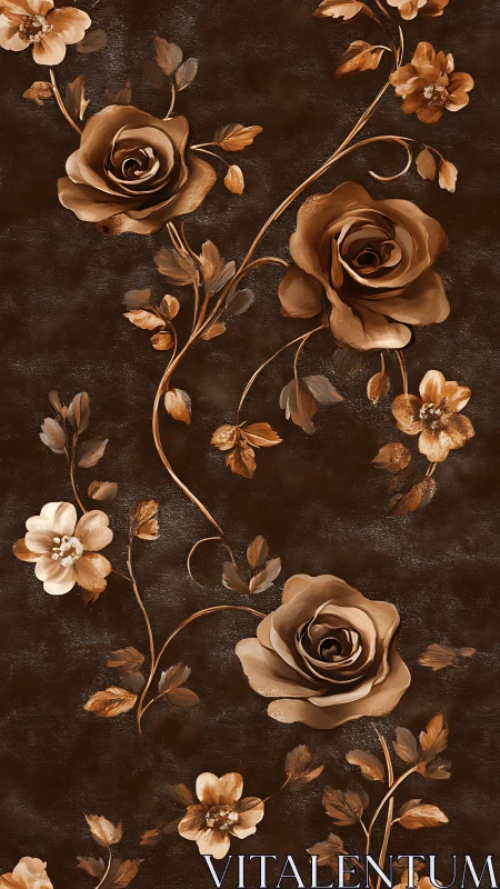 Monochrome sepia floral pattern shows layered digital roses on leather