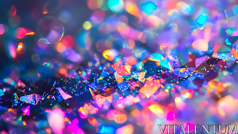 Diffractive macro field of iridescent prism fragments.