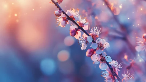 Delicate Spring Blossoms Glowing in Soft Light.