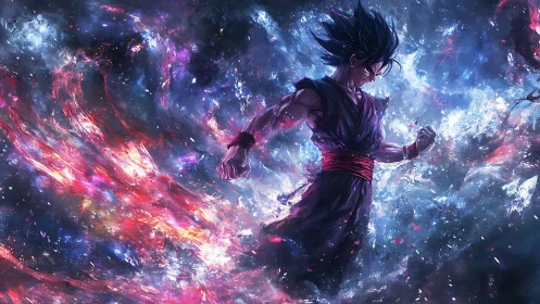 Cosmic brawler ignites nebula storms with fierce resolve.