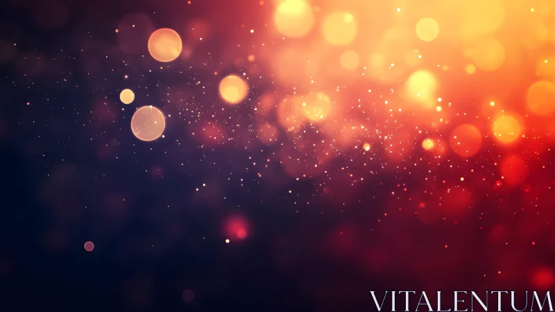 Glowing abstract bokeh lights on dark gradient background.