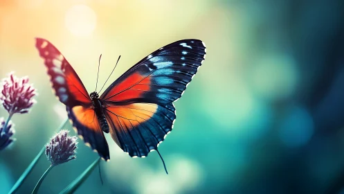 Macro study of a vividly lit butterfly in shallow depth of field