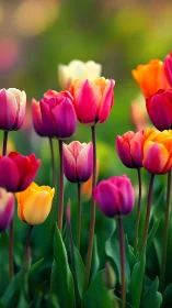 Vibrant Tulip Garden with Warm Color Gradients.