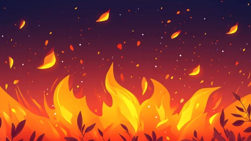 Intense Fire Animation with Cascading Flames and Embers.