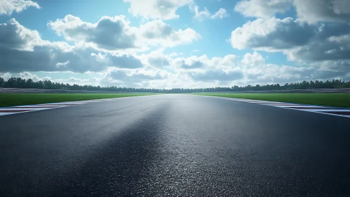 Sunlit racetrack horizon breathing quiet pre-race tension.