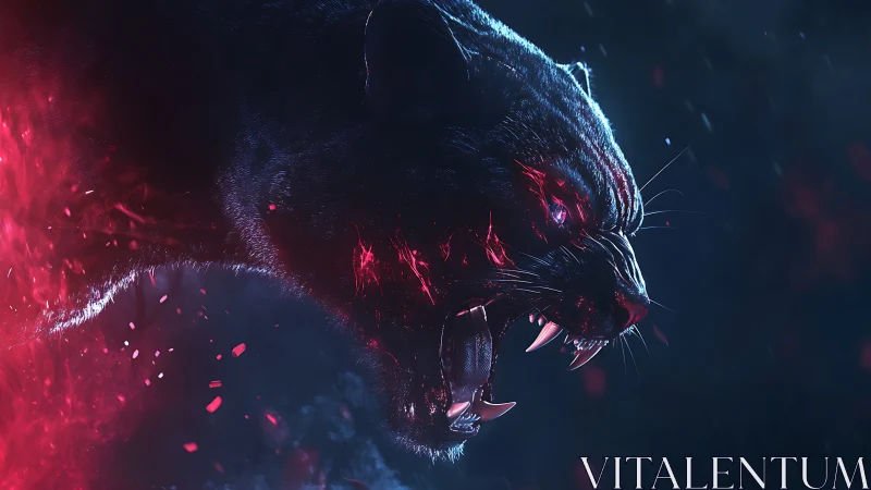 Neon-lit panther profile rendered in high-contrast digital fury