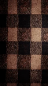 Brown and black checkerboard textile shows tight woven texture