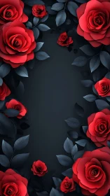Volumetric Red Rose Composition with Layered Petals Against Dark Geometric Background
