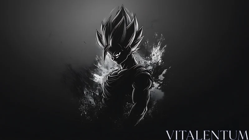 Shadow-charged anime warrior framed in explosive light.