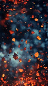 Luminescent Autumn Particles Suspended in Atmospheric Depth Field.