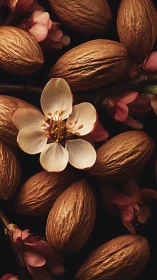Almond Blossoms with Nuts Arranged Still Life.