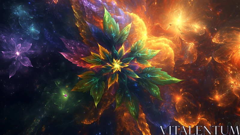 Cosmic petals whirl outward, rewriting the night in color