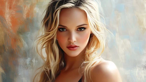 Sunlit siren gazes through painterly waves of color.