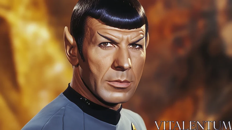 Calm alien officer gazing forward with thoughtful focus.