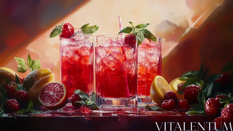 Crimson Cocktails Burst with Jeweled Berries and Citrus Radiance.
