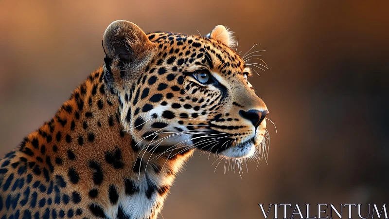 Leopard portrait glows under soft golden backlight. Period.