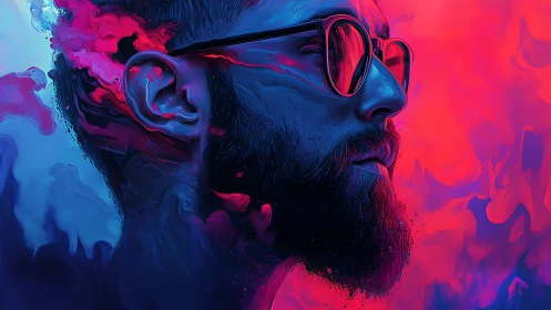 Neon chromatic portrait in immersive digital painting style.