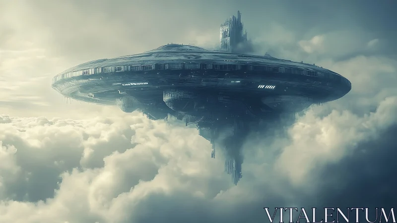 Aerostatic megastructure hovering above stratocumulus cloud deck