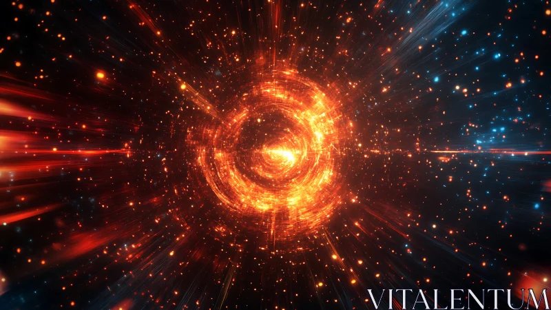 Fiery cosmic portal glows warmly at the heart of deep space