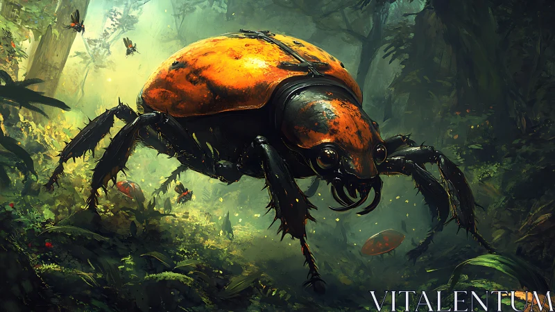 Biomechanical jungle beetle with predatory macro-scale chassis.